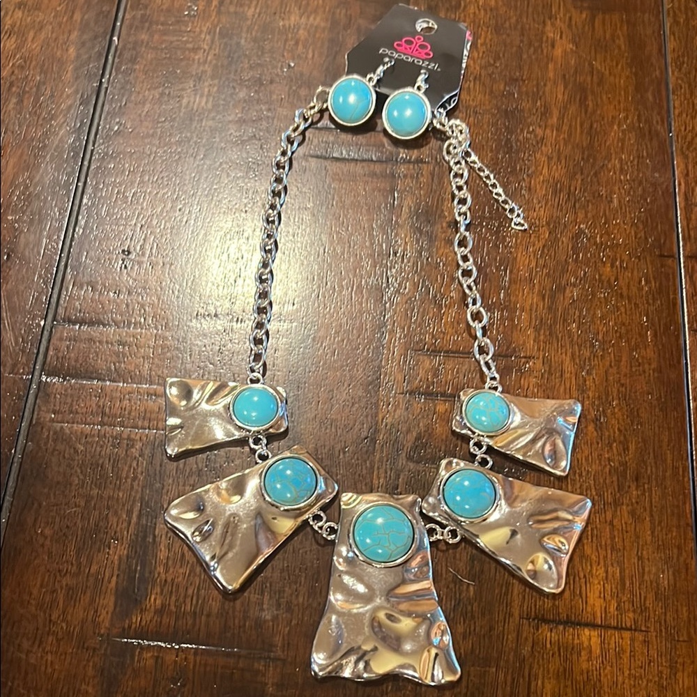 Paparazzi Silver and Blue Necklace with Bold Pendants